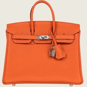 Hermès Orange Birkin 25 Togo Leather Palladium Hardware